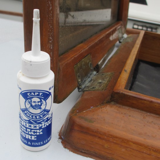 Captain Tolley's Creeping Crack Cure fixed a leaking hatch coaming.